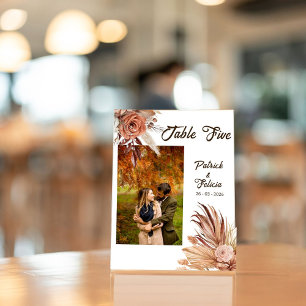 Rustic Brown Wedding Photo Table Number Template