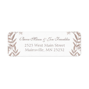 Rustic Brown Wedding Vintage Botanical Return Address Label