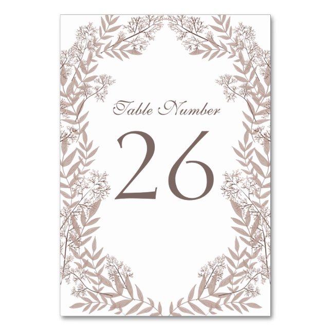 Rustic Brown Wedding Vintage Botanical Table Number (Back)