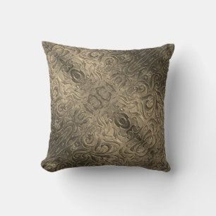 Rustic brown western country leather pattern cushion