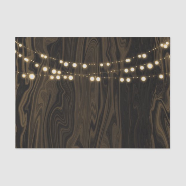 Rustic Brown Whimsical Wood String Lights Wedding Tissue Paper (Front)
