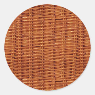 Rustic Brown Wicker Picnic Basket Country Style Classic Round Sticker