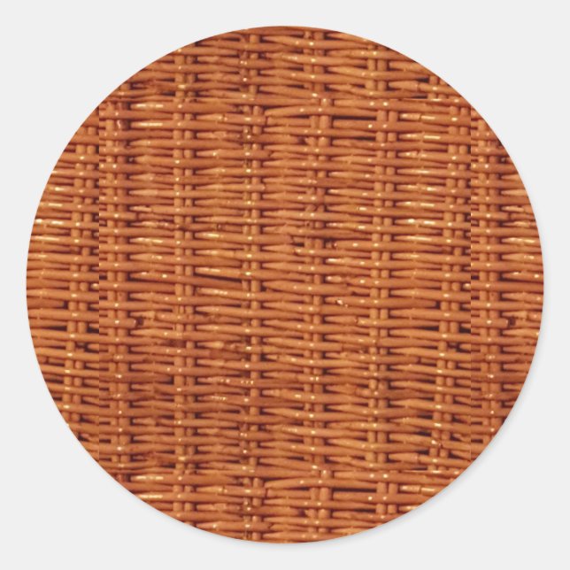 Rustic Brown Wicker Picnic Basket Country Style Classic Round Sticker (Front)
