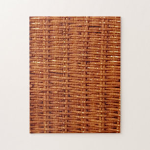 Rustic Brown Wicker Picnic Basket Country Style Jigsaw Puzzle