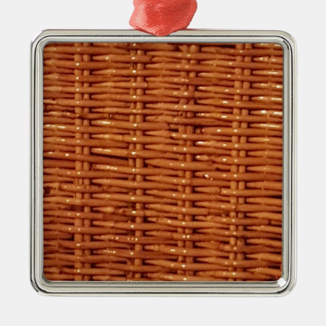 Rustic Brown Wicker Picnic Basket Country Style Metal Tree Decoration (Front)