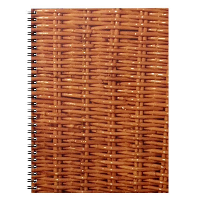 Rustic Brown Wicker Picnic Basket Country Style Notebook (Front)