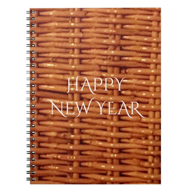 Rustic Brown Wicker Picnic Basket Country Style Notebook (Front)