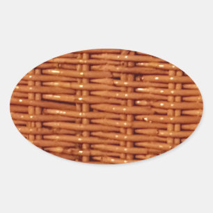 Rustic Brown Wicker Picnic Basket Country Style Oval Sticker