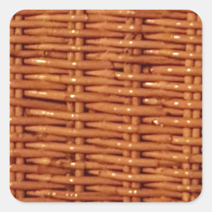 Rustic Brown Wicker Picnic Basket Country Style Square Sticker