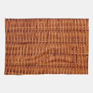 Rustic Brown Wicker Picnic Basket Country Style Tea Towel