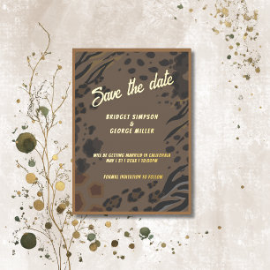rustic brown wild animal wedding save the date