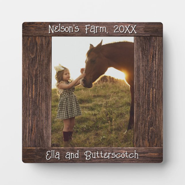 Rustic Brown Wood 5.25" Square Photo Frame Plaque (Front)