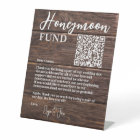   Rustic Brown Wood Elegant QR Code Honeymoon Fund