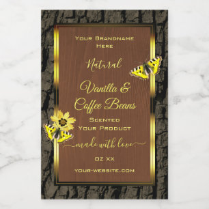 Rustic Brown Wood Grain Tree Bark Product Labels