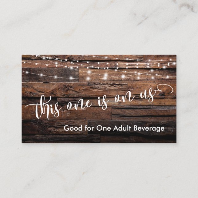 Rustic Brown Wood & Lights Drink Ticket Enclosures Enclosure Card (Front)