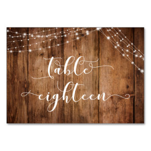 Rustic Brown Wood & Lights Table Eighteen Card