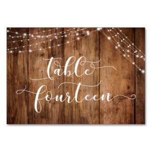 Rustic Brown Wood & Lights Table Fourteen Card
