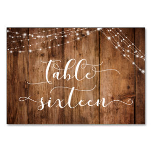Rustic Brown Wood & Lights Table Sixteen Card