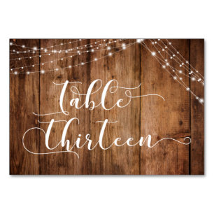 Rustic Brown Wood & Lights Table Thirteen Card