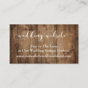 Rustic Brown Wood, Script Wedding Website Details Enclosure Card