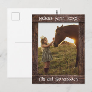 Rustic Brown Wood Text Editable Faux Photo Frame Postcard