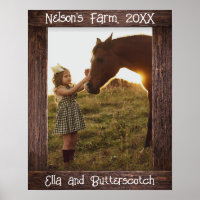 Rustic Brown Wood Text Editable Faux Photo Frame
