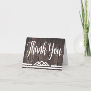 Rustic Brown Wood Thank You Geometric Tribal