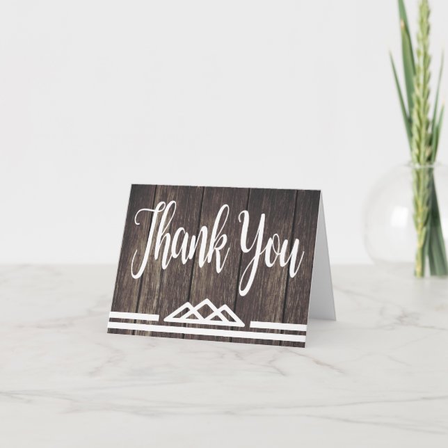 Rustic Brown Wood Thank You Geometric Tribal (Front)