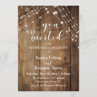Rustic Brown Wood, White Light Strings Wedding