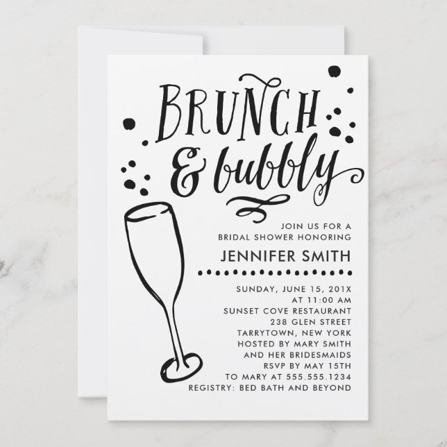 Rustic Brunch and Bubbly Bridal Shower Invitation (Front)