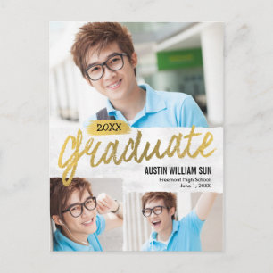 Rustic Brush Graduation Announcement Postcard