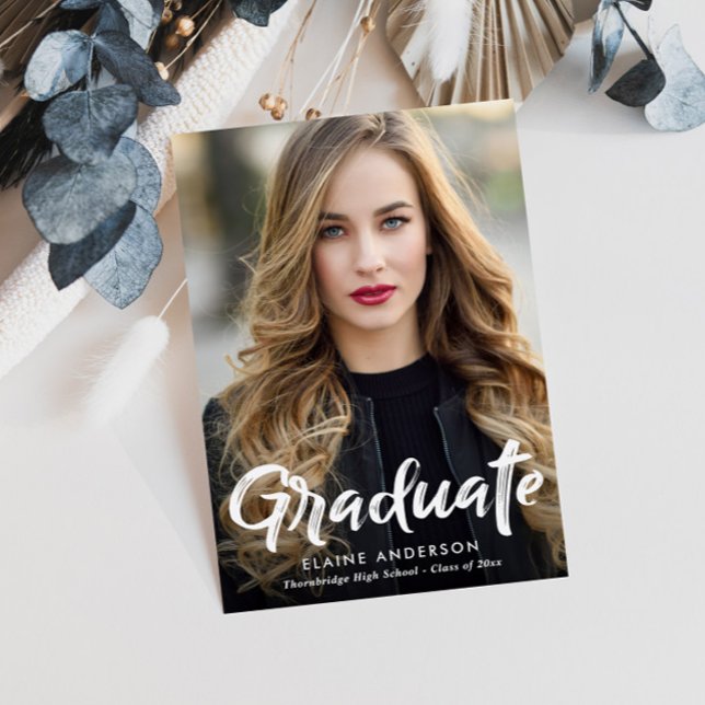 Rustic Brush lettering graduation invitation Postcard (Creator Uploaded)