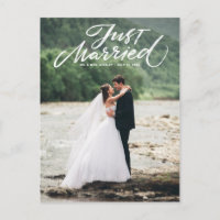 Rustic Brush Lettering Just Married Photo