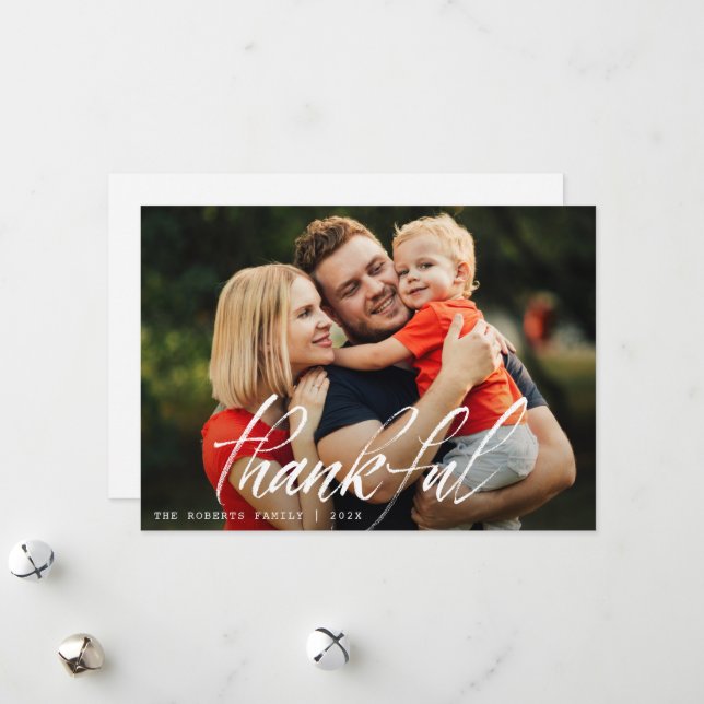 rustic brush lettering thanksgiving  holiday card (Front/Back In Situ)