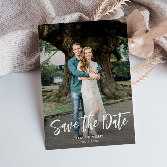 rustic brush script photo save the date invitation (Creator Uploaded)