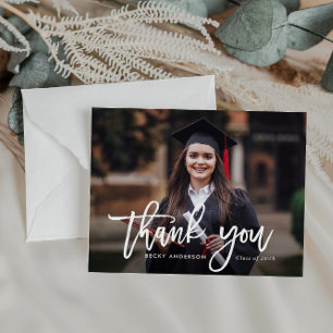 rustic brush thank you script graduation card