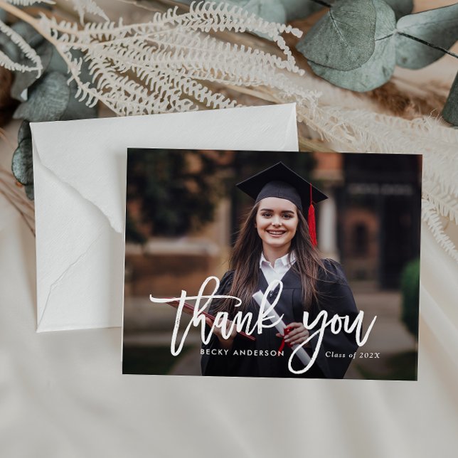 rustic brush thank you script graduation card (Creator Uploaded)