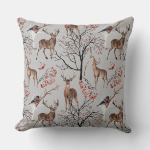 Rustic Buck Deer After The Orchard Apples Nature Cushion