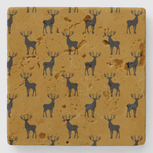 Rustic Buck Deer Pattern Wildife Art Stone Coaster