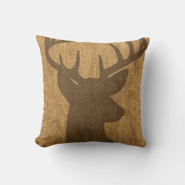 Rustic Buck Silhouette Cushion (Front)