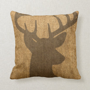 Rustic Buck Silhouette Cushion