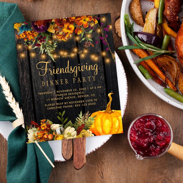 Rustic budget friendsgiving party invitation (Creator Uploaded)