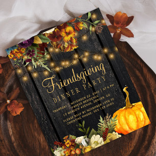 Rustic budget friendsgiving party invitation flyer