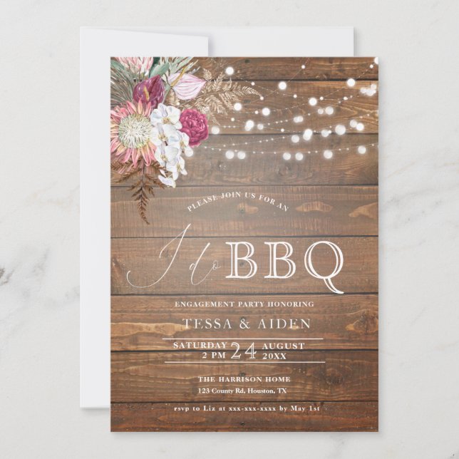 Rustic Budget I Do BBQ Engagement Party Invitation (Front)