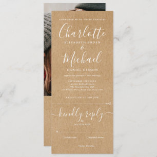 Rustic Budget Script All In One Photo Wedding Invitation