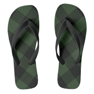 Rustic Buffalo Check Celtic Green Black Thongs