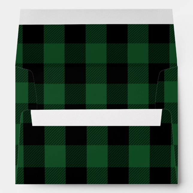 Rustic Buffalo Check Lumberjack Plaid Green 5X7 Envelope (Back (Bottom))