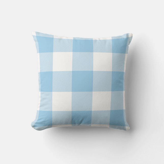 Rustic Buffalo Check Pattern Blue Cushion (Front)