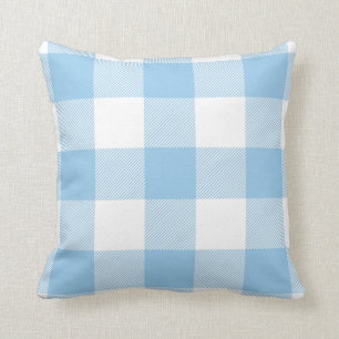 Rustic Buffalo Check Pattern Blue Cushion