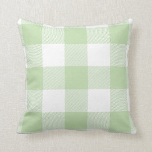 Rustic Buffalo Check Pattern Pastel Green Cushion